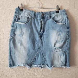KanCan Mini Skirt Distressed Denim‎ Size 9/28